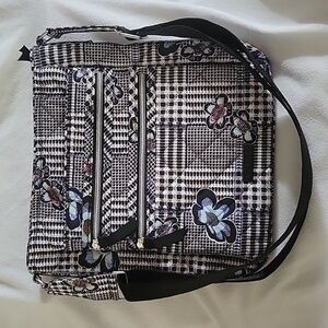 Vera Bradley Plaid Blank and White/Floral Crossbody Bag